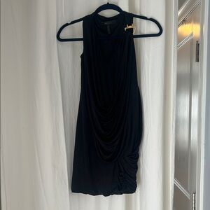 BCBGMaxAzria Elegant Black Draped Asymmetrical Dress